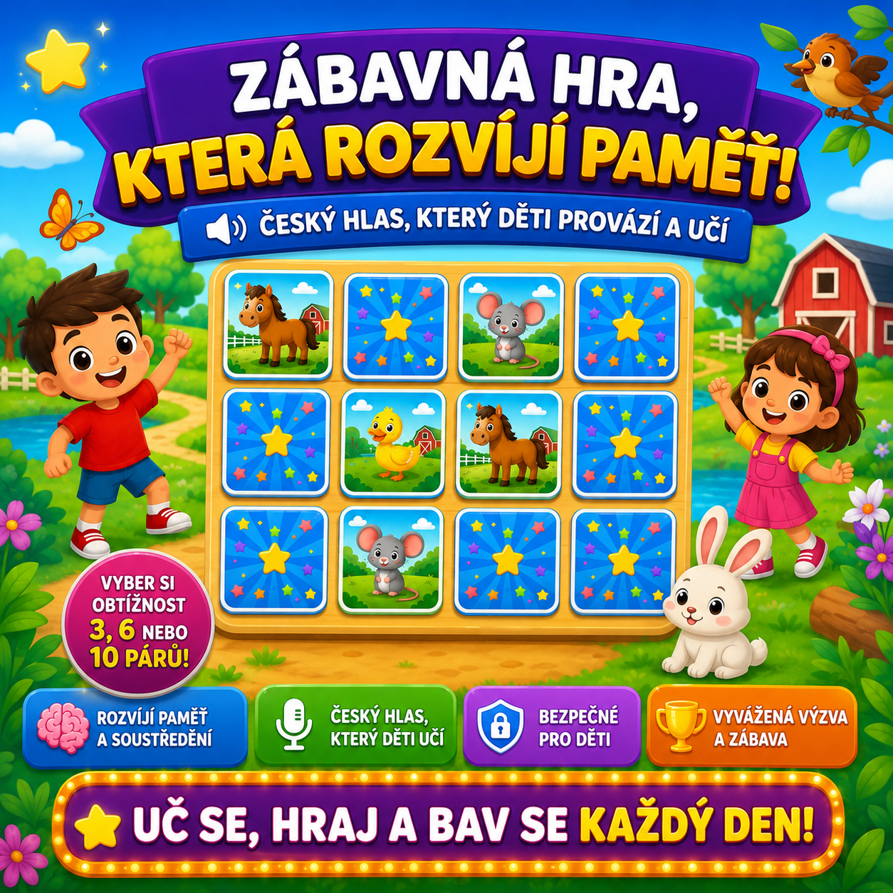 Pexeso memory game for Czech children